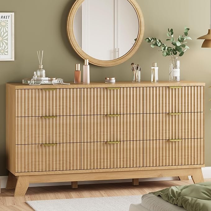 Fluted Dresser for Bedroom with 9 Drawers by stone and beam furniture